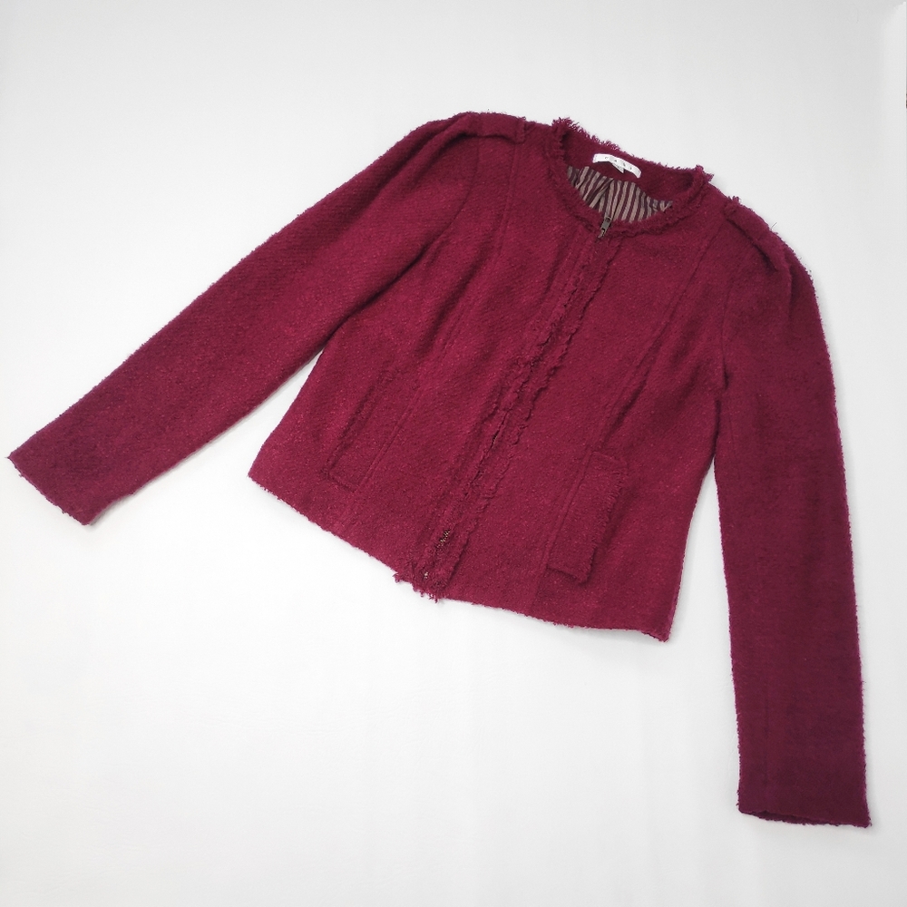 CAbi #530 Britt Boulce Merlot Zip Up Jacket Size 6